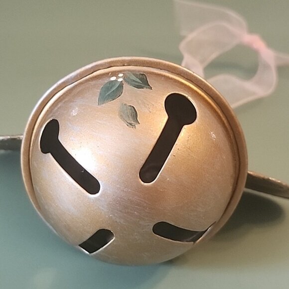 Metal Angel Jingle Bell Christmas Ornament Hand Painted Signed - Picture 4 of 7